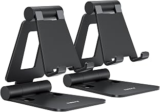 Nulaxy 2 Pack Aluminum Dual Folding Cell Phone Stanr for Desk, Black&Black