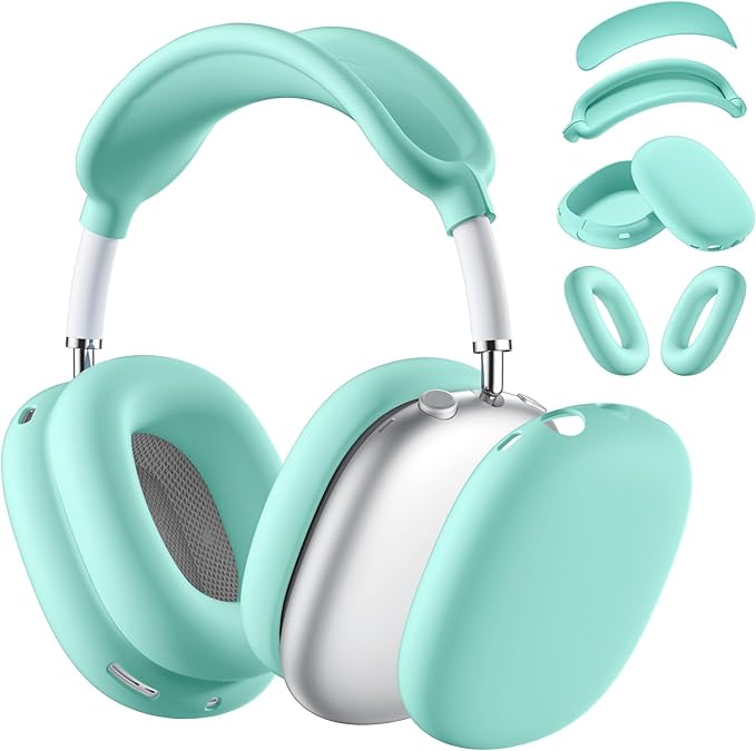 Lerobo Case Cover for AirPods Max Headphones, Soft Silicone Earcup/Anti-Scratch Earpad Case Cover/Headband Cover, Accessories Protective Cover for Apple AirPods Max2024/2020（Turquoise）