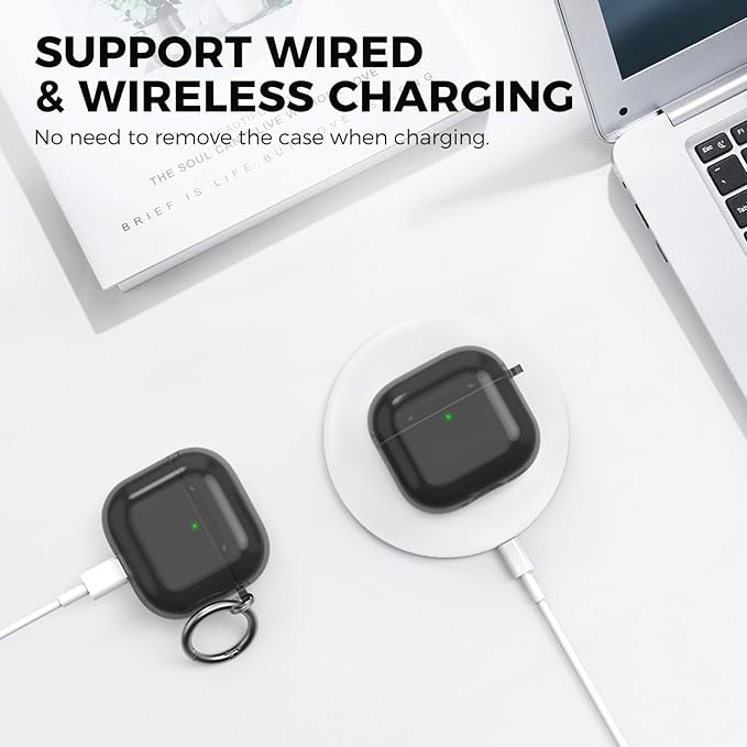 AhaStyle Clear Airpods 4 Case Cover with Cleaning Kit [Anti-Yellowing] Soft TPU Protective Covers Skin Designed for Apple AirPods 4th Generation 2024 Support USB-C Charging Case and Wireless Charging