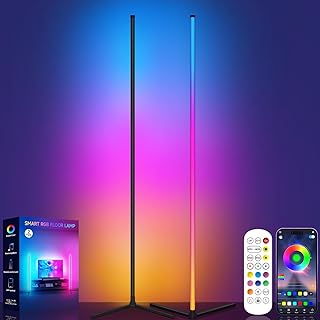 Tyute Floor Lamp, RGB LED Corner Lamp with Music Sync, Smart App and Remote Control Color Changing Ambience Light, 16 Million Colors Standing Lamp for Bedroom Living Room Gaming Room (2pcs) - Image 1