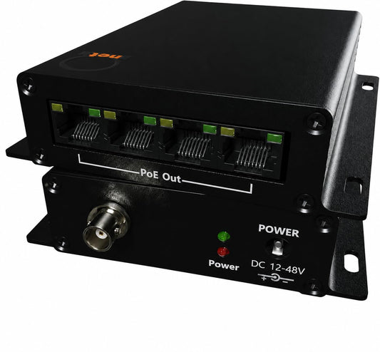 4 RJ45 Port PoE Over Coax Ethernet Extender Converter Kit, EoC BNC IP CCTV