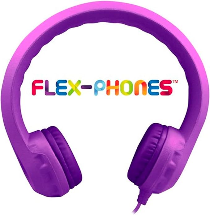 HamiltonBuhl Flex‑Phones Kids Foam Headphones 10‑Pack – Durable EVA Foam, Volume‑Limited 85 dB, Chew‑Resistant Dura‑Cord, Safe BPA‑Free Design for Classroom Use – Purple
