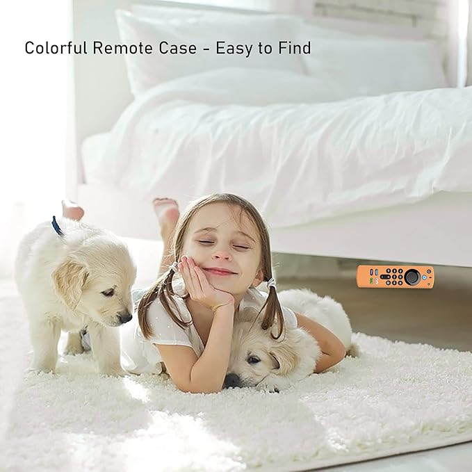 Stick 4k Max Case for TV Stick 3rd Gen 2021 Glow in The Dark, Orange Voice TV Remote Protective Silicone Cover with Lanyard- LEFXMOPHY