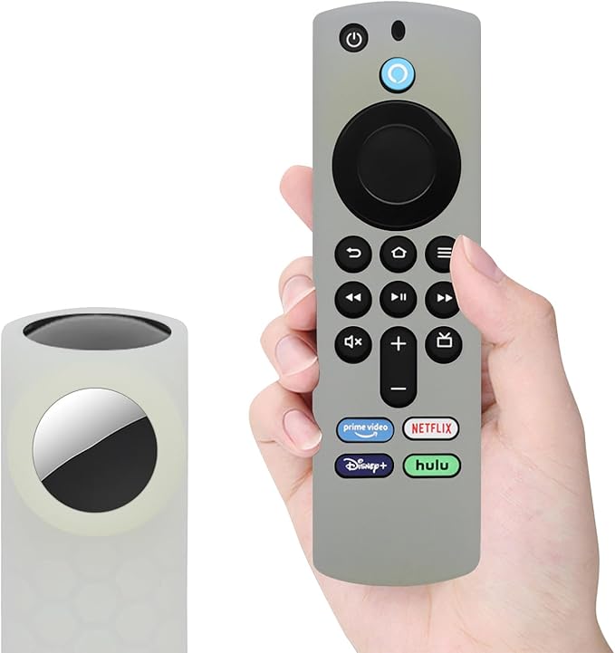 SaharaCase Remote Silicone Case Compatible for Amazon Fire TV Stick 4K and Compatible with Apple AirTag (3rd Generation) Lightweight Anti Slip Shockproof Silicone Cover (Gray)