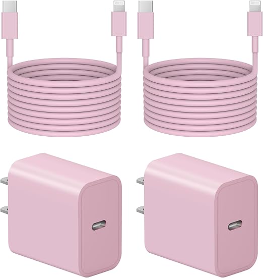 Extra Long 10FT iPhone 14 13 12 Charger Fast Charging 2-Pack 20W Super Fast Charger with Long Fast Charging Cable for iPhone 14/13/12/11 Pro Max,14 Plus,Mini,Pro/XS/SE/XR/iPad - Pink - Image 6