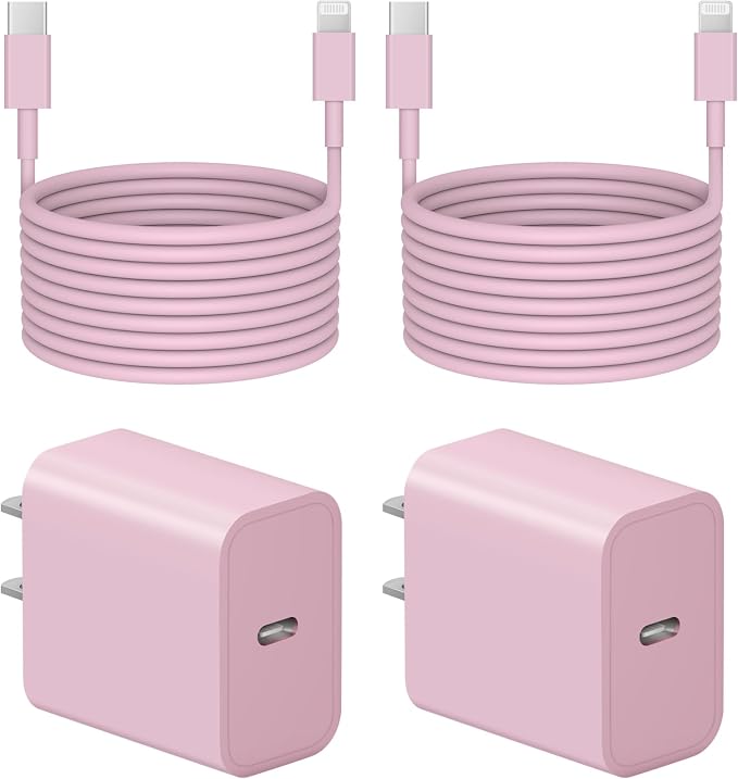 Extra Long 10FT iPhone 14 13 12 Charger Fast Charging 2-Pack 20W Super Fast Charger with Long Fast Charging Cable for iPhone 14/13/12/11 Pro Max,14 Plus,Mini,Pro/XS/SE/XR/iPad - Pink - Image 8