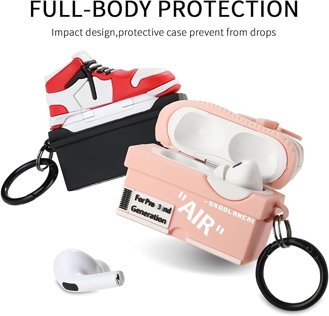 [2Pac] Compatible Airpods Pro 3 Case (2025),3D Cute Cartoon Shoe Box Soft Silicone Protective Cases for Apple AirPods Pro 3rd Generation Case,Airpod Pro 3 Cover with Keychain for Women Men,Red+Pink