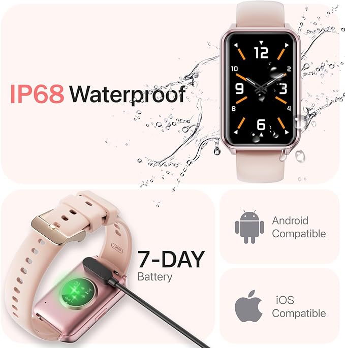 Smart Watch Fitness Tracker with Make Call 24/7 Heart Rate Blood Pressure Sleep Monitor, 100+ Sports Modes, Calorie Step Counter for Walking, IP68 Waterproof, Smart Watches for Men Women