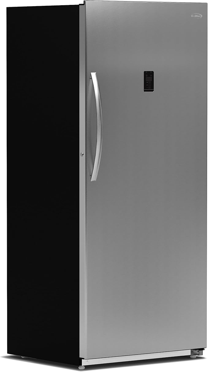 KoolMore CUFR-21C 21 cu. ft. Upright Convertible Freezer/Refrigerator, 2-in-1 Appliance, Storage for Fresh or Frozen Food and Drinks with Clear Shelves and Drawers in Silver, Stainless Steel