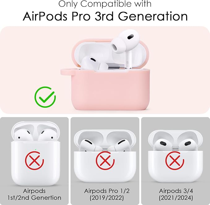 VISOOM for AirPods Pro 3 Case 2025, Silicone Case for Apple Air Pods Pro 3rd Generation Cover Women, Cute iPods 3 Protective Cover with Bling Keychain & Cleaning Kit,Pink
