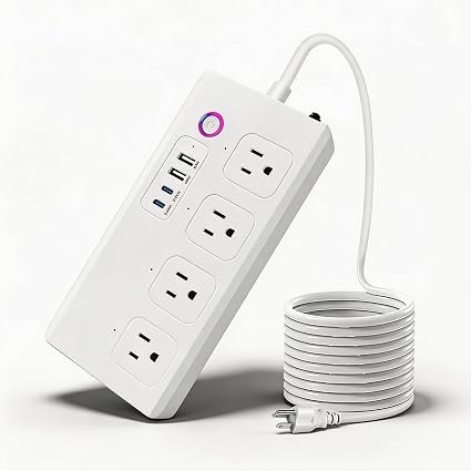 Smart WiFi Power Strip Surge Protector, Extension Cord w/ 4 Individually Controlled AC Outlets and 4 USB Ports(3USB A+1USB C), Voice/Remote Control Smart Plug Works with Alexa, Google Home, IFTTT
