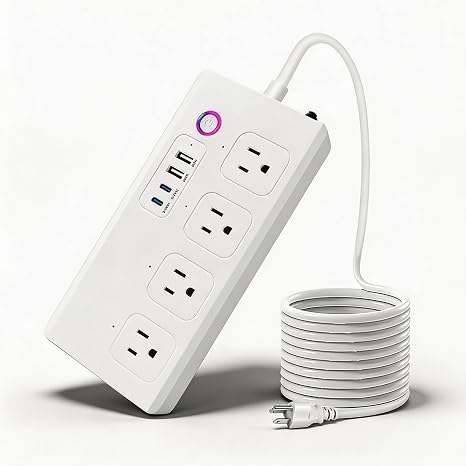 Smart WiFi Power Strip Surge Protector, Extension Cord w/ 4 Individually Controlled AC Outlets and 4 USB Ports(3USB A+1USB C), Voice/Remote Control Smart Plug Works with Alexa, Google Home, IFTTT