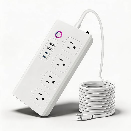 Smart WiFi Power Strip Surge Protector, Extension Cord w/ 4 Individually Controlled AC Outlets and 4 USB Ports(3USB A+1USB C), Voice/Remote Control Smart Plug Works with Alexa, Google Home, IFTTT