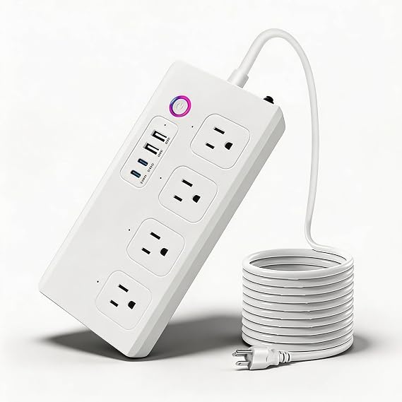 Smart WiFi Power Strip Surge Protector, Extension Cord w/ 4 Individually Controlled AC Outlets and 4 USB Ports(3USB A+1USB C), Voice/Remote Control Smart Plug Works with Alexa, Google Home, IFTTT