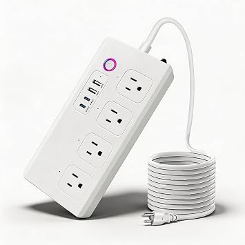 Smart WiFi Power Strip Surge Protector, Extension Cord w/ 4 Individually Controlled AC Outlets and 4 USB Ports(3USB A+1USB C), Voice/Remote Control Smart Plug Works with Alexa, Google Home, IFTTT