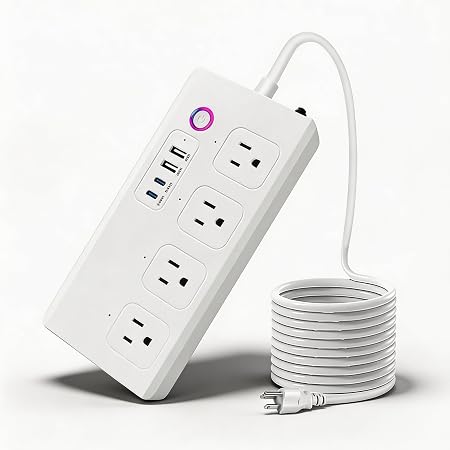 Smart WiFi Power Strip Surge Protector, Extension Cord w/ 4 Individually Controlled AC Outlets and 4 USB Ports(3USB A+1USB C), Voice/Remote Control Smart Plug Works with Alexa, Google Home, IFTTT