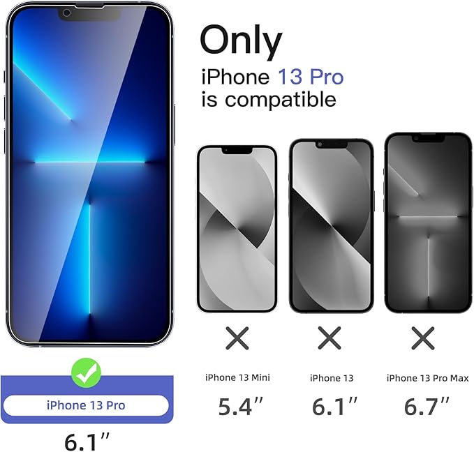 NEW'C 3x Privacy for iPhone 13 Pro Screen Protector (6.1 inches)+ 3x Camera Lens Protector, Sensor Protection,Case Friendly Tempered Glass Film + Dust Plug - Enhanced Privacy Angle of 28 Degrees