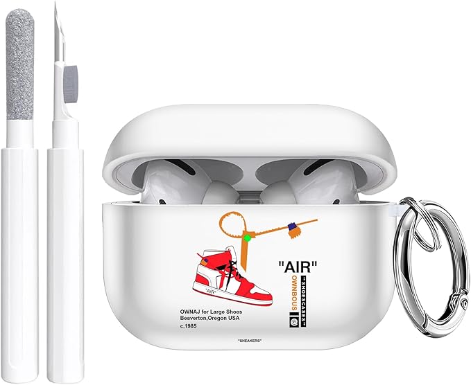 for Airpods Pro Case, Cute Cool Sports Red Shoe Pattern TPU Soft Cases for Airpods Pro Case 1st Gen, Shockproof for Airpods Pro 2019 Case Men Women with Cleaner Kit & Keychain