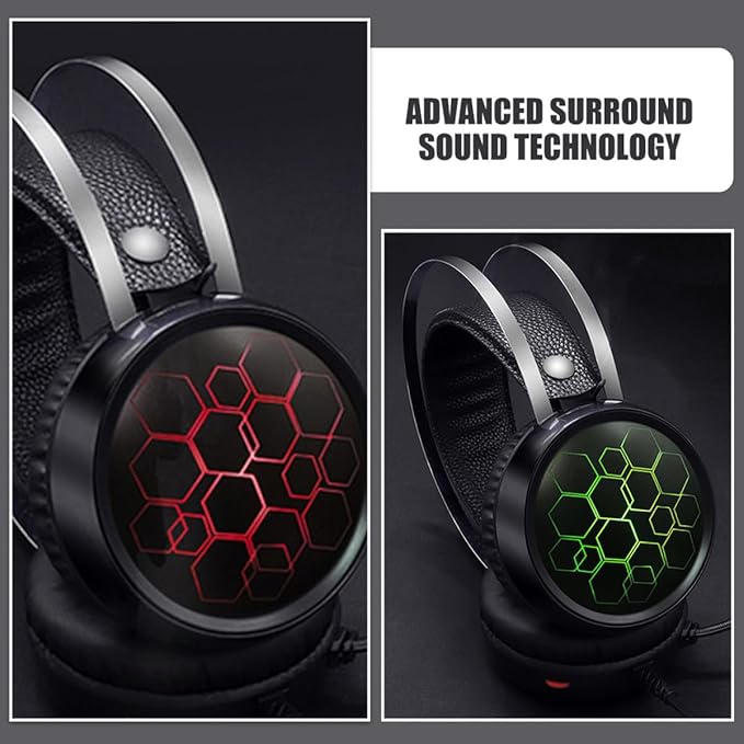 Wired RGB Gaming Headset with Mic USB 7.1 Surround Sound Over-Ear Headphone for PC Online Gaming and Esports