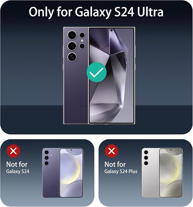 Privacy Screen & Camera Lens Protector for Samsung Galaxy S24 Ultra, Anti-Spy Tempered Glass, Dark Private Black Protection, 9H Hardness Anti-Scratch 2.5D Curved Edges Case-Friendly, 3 Pack Each
