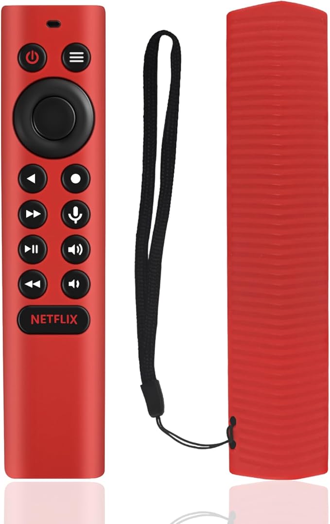 Red Silicone Protective Case with Strap for NVIDIA Shield TV Pro/4K HDR Remote, Shockproof Anti-Dirty Cover for NVIDIA Shield Remote