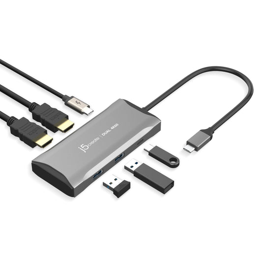 j5create USB-C Hub 4K@60Hz Dual HDMI with 100W PD Fast Charge