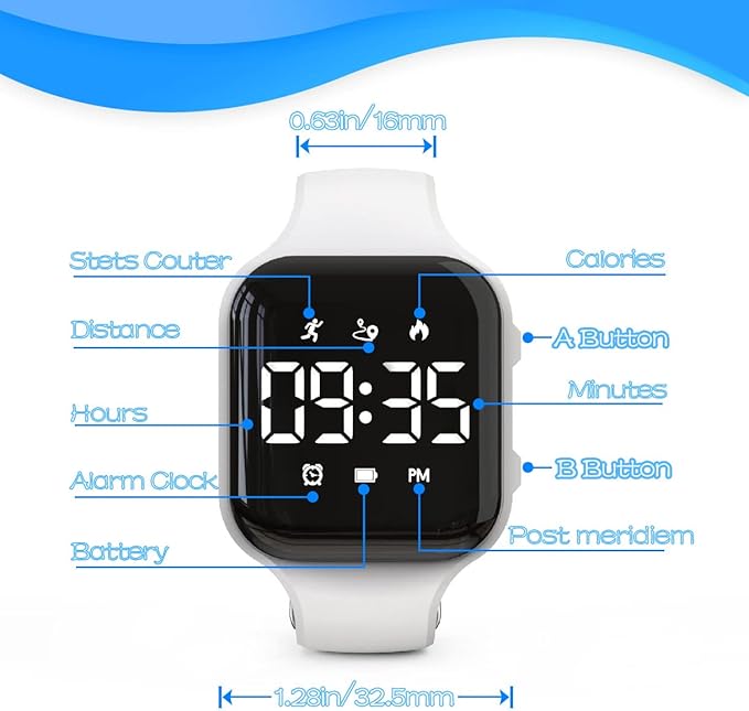 LED Kids Multifunction Steps Counting Watch, Digital Watch, Non-Bluetooth Pedometer Watch, Stopwatch, Alarm Clock, Calories for Women Children Girls Boys