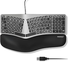 Macally Wired Ergonomic Keyboard for Mac - Compatible Backlit Apple Keyboard with Wrist Rest (Curved for Comfort) for MacBook Pro/Air, iMac, Mac mini - Image 1