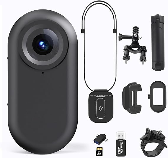Body Camera with Audio & Video Recording, 1080P HD Wearable Body Cam, 180° Rotatable Lens, 1.3'' LCD, Night Vision, 10H Battery, 64GB Card