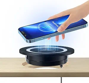 Desk Wireless Charger, JE Make IT Simple Desktop Grommet Power Wireless Charging Pad, for iPhone 16/15/14/13/12 Series, Samsung, Airpods and All Phones with Wireless Charging (Black)