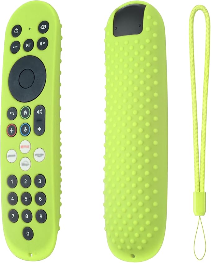Hi Color Silicone Cover for Xumo Stream Box Remote PR3 Released 2025 Xumo Stream Box Spectrum Tv Remote Case Cover with Lanyard (Glow Green)