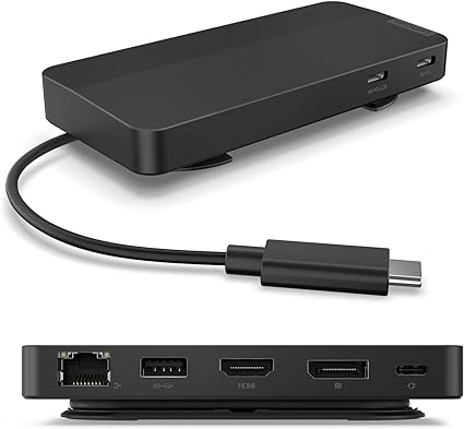 Lenovo USB-C Dual Display Travel Dock - 7 Ports, Integrated Cable, Universal Compatibility, Two displays at 4K - Black - Image 4