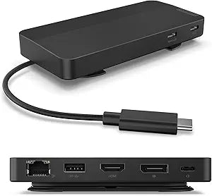 Lenovo USB-C Dual Display Travel Dock - 7 Ports, Integrated Cable, Universal Compatibility, Two displays at 4K - Black - Image 1