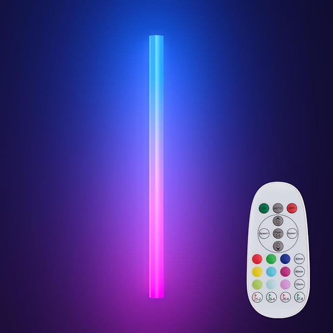 30 inch Wireless Wall Lights Color Changing RGB LED Syncs to Music Remote Control, Battery Operated Wall Light Bar Wall Sconces for Bedroom Party Gaming Room Decor