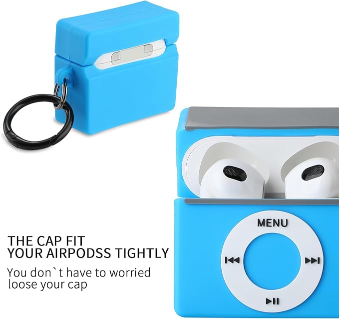Maxjoy for Airpod 3rd Generation Case, Classic MP3 Design Kawaii Fun Cool Unique Stylish Case with Cleaner kit, Cute Soft Silicone Funny Air Pods Cases Cover for Airpods 3rd, Blue