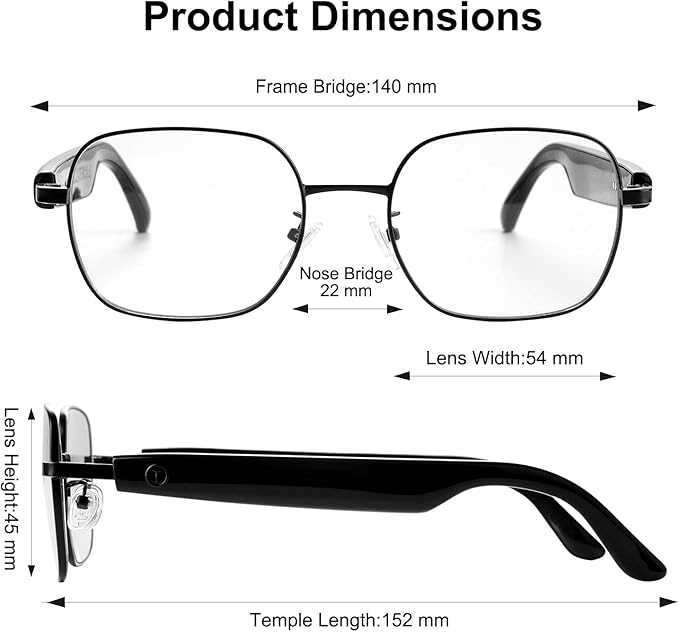 AI Smart Glasses, Powered by GPT, Support 165+ Languages Translation, Multi-Functional Translator, Noise Reduction & Photochromic Lenses, Unisex Bluetooth Glasses for Work/Travel/Study