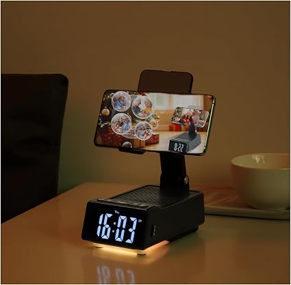 Gifts for Father & Men Who Have Everything, Bluetooth Speaker Phone Stand, Dual Alarm & RGB Light, Adjustable Foldable Charging Holder, Unique Birthday Gifts for Men, Women & Husband