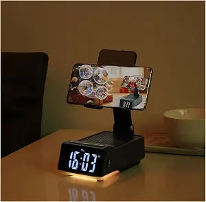 Gifts for Father & Men Who Have Everything, Bluetooth Speaker Phone Stand, Dual Alarm & RGB Light, Adjustable Foldable Charging Holder, Unique Birthday Gifts for Men, Women & Husband