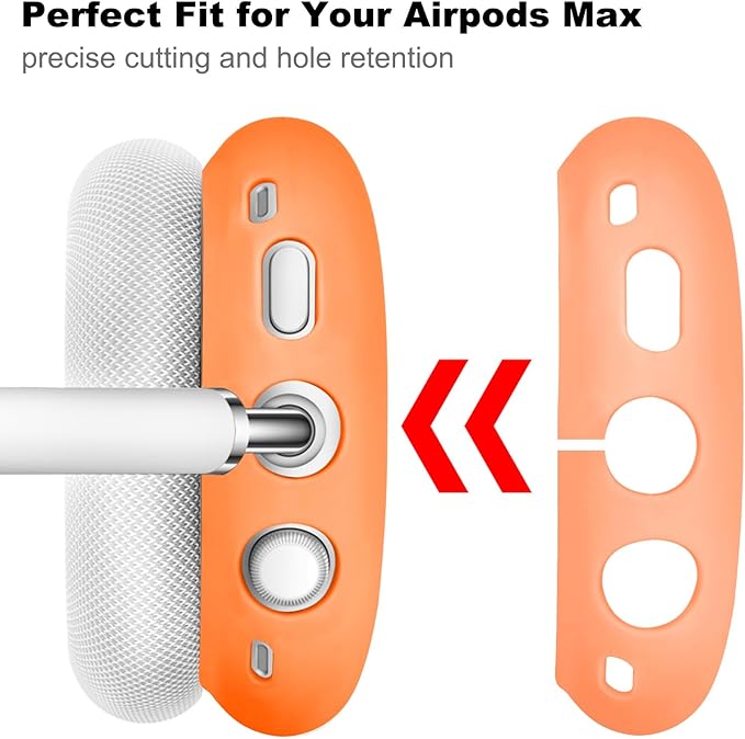 Case for Airpods Max Headphones, Ear Pad Case Cover/Ear Cups Co ver/Headband for AirPods Max (USB-C/Lightning)(2024/2020), Silicone for Apple Airpod Max, Accessories Cases(Vibrant Orange)