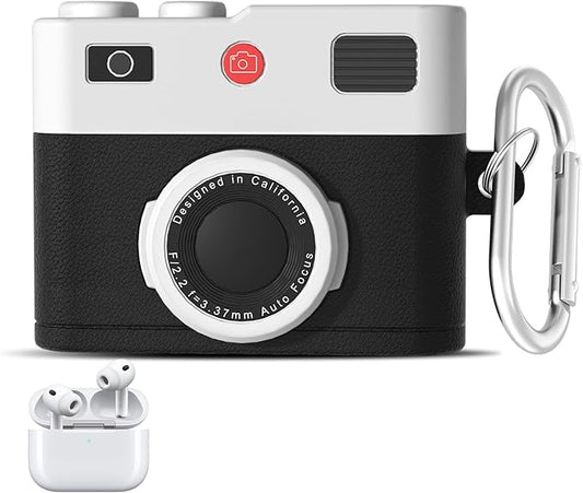 for Airpods Pro 3 Case Cute,Retro 3D Camera Design for Air pod Pro 3 Cover with Keychain Shockproof Protective Soft Silicone Case for Airpods Pro 3 Gen for Men Women,Black