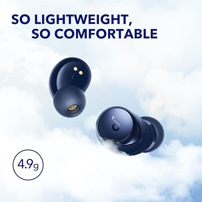 Soundcore by Anker Space A40 Auto-Adjustable Active Noise Cancelling Wireless Earbuds, Reduce Noise by Up to 98%, 50H Playtime, Hi-Res Sound, Comfortable Fit, App Customization(Renewed)