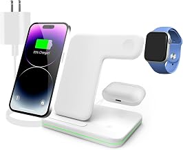 3-in-1 Wireless Charging Station Dock, 24W Fast Qi Charger for iPhone 17/16/15/14/13/12/11/X, Samsung, Huawei, Xiaomi, Android Phones, Apple Watch 10/9/8/7/6, and AirPods 3/2/1 - Image 1