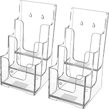 MaxGear 3 Tier Acrylic Brochure Holder, 4 Inch Wide, 2 Pack - Image 1