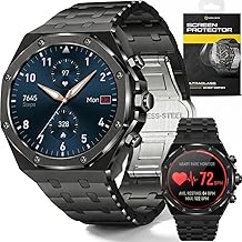ALPHAGEAR Chief Smartwatch for Men, Premium Hex Bezel Metal Smart Watch, 1.43" AMOLED Display, 14-Day Battery, Bluetooth Calling, Stainless Steel, Water Resistant, for Android iPhone (Dark Gray) - Image 1