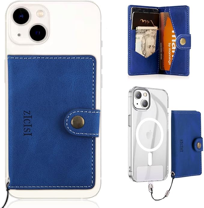 Phone Wallet Magnetic,Compatible with Apple Magsafe for iPhone 17/16/15/14 Pro Max/14 Pro/14 Plus/13/12 Series with 5 Card Holders/RFID Blocking,Vegan Leather,Light blue