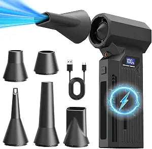 120000RPM Compressed Air Duster,4-Gear Adjustable Rechargeable Air Blower with Fast USB-C Charging & LED Light,Electric Duster for Computer,Keyboard,Car,Home & Outdoor Cleaning