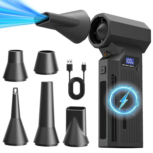 120000RPM Compressed Air Duster,4-Gear Adjustable Rechargeable Air Blower with Fast USB-C Charging & LED Light,Electric Duster for Computer,Keyboard,Car,Home & Outdoor Cleaning