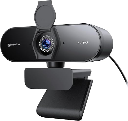 N newline 4K Webcam for PC with PDAF Autofocus, Privacy Cover, Dual Microphones, 4K@30FPS & 1080P@60FPS, Auto Light Correction, Plug & Play USB Camera for Laptop, Mac & Desktop, Streaming
