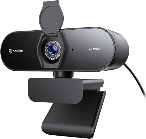 N newline 4K Webcam for PC with PDAF Autofocus, Privacy Cover, Dual Microphones, 4K@30FPS & 1080P@60FPS, Auto Light Correction, Plug & Play USB Camera for Laptop, Mac & Desktop, Streaming