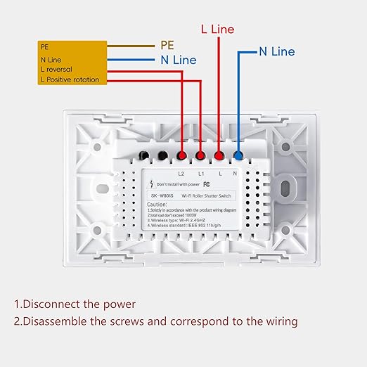 Smart Roller Shutter Switch Neutral Wire Required,2.4GHz WiFi Roller Shutter Switch with Remote Voice Control, Tempered Glass Panel, Work with Alexa and Google Home, White WiFi-Roller Shutter
